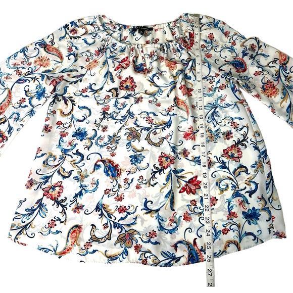 Zac & Rachel Floral Paisley Blouse White, Blue, & Red Tunic Top Size M - Picture 6 of 10